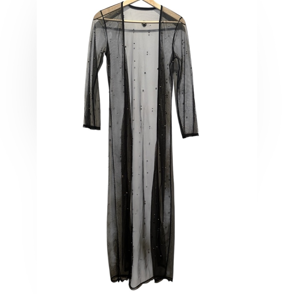 Elegant Black Sheer Long Robe